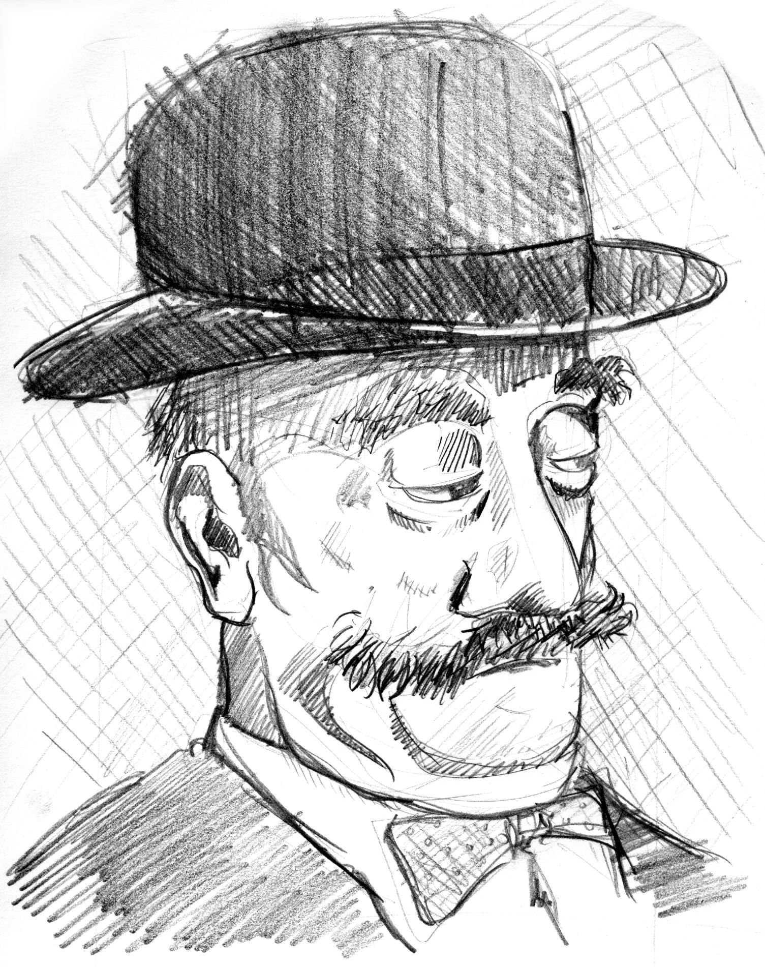 1505x1901 Bowler Hat Man By Rafferty - Bowler Hat Sketch