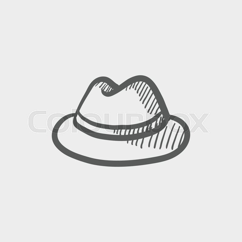 800x800 Classic Hat Sketch Icon For Web And Mobile. Hand Drawn Vector Dark - Bowler Hat Sketch