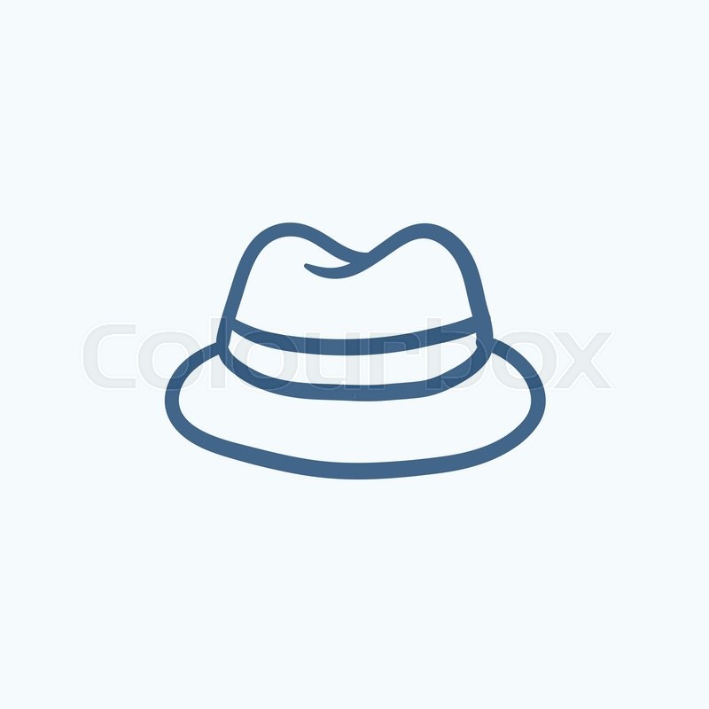 800x800 Classic Hat Vector Sketch Icon Isolated On Background. Hand Drawn - Bowler Hat Sketch