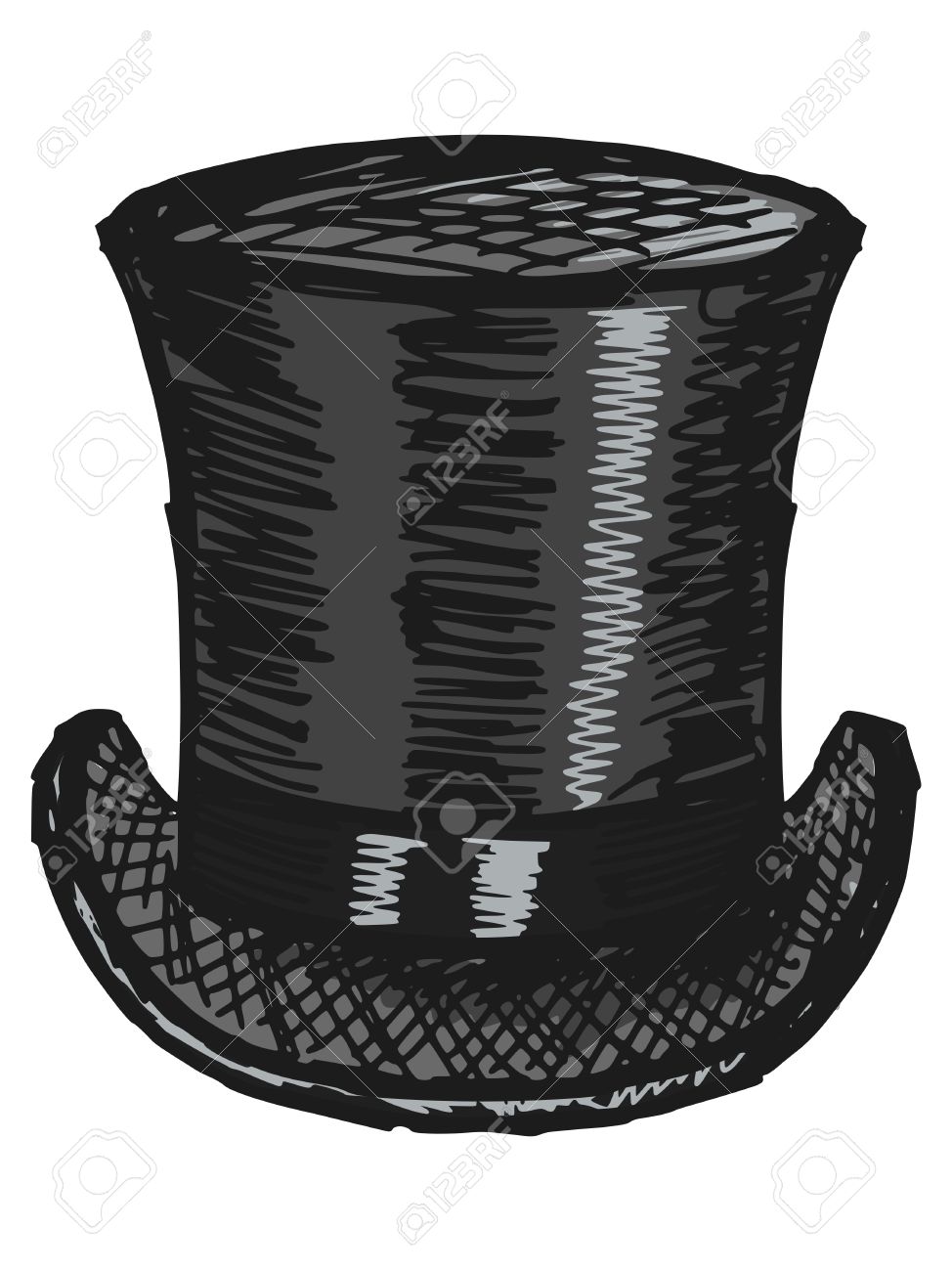 974x1300 Drawn Top Hat Sketch - Bowler Hat Sketch