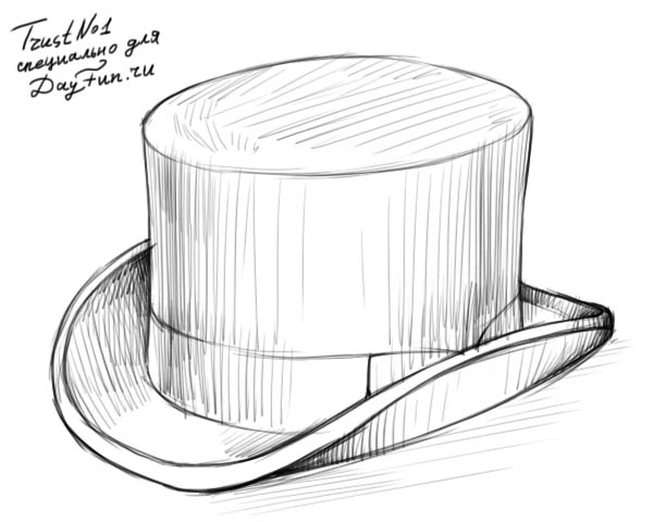 600x480 How To Draw A Top Hat Step By Step - Bowler Hat Sketch