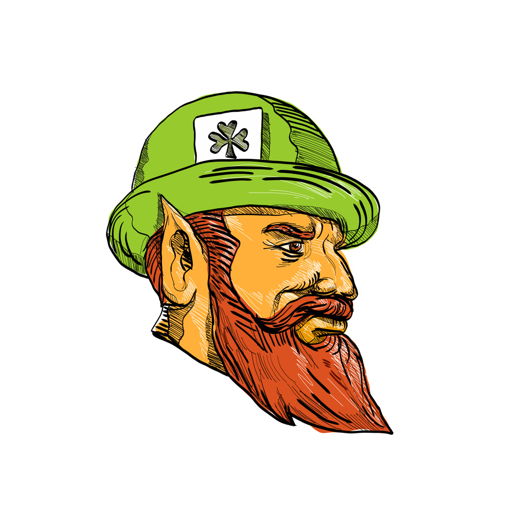 1000x1000 Leprechaun Head Side Drawing On Behance - Bowler Hat Sketch