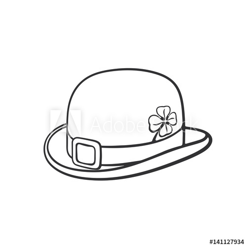 500x500 Vector Illustration. Hand Drawn Doodle Of Bowler Hat With Buckle - Bowler Hat Sketch
