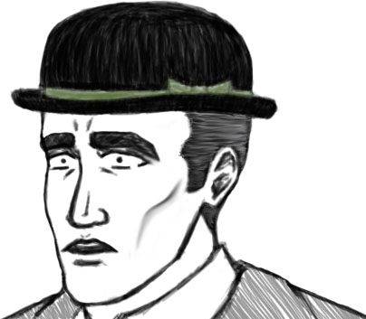 404x353 Bowler Hat Guy Quick Sketch By Oceliquid - Bowler Hat Sketch