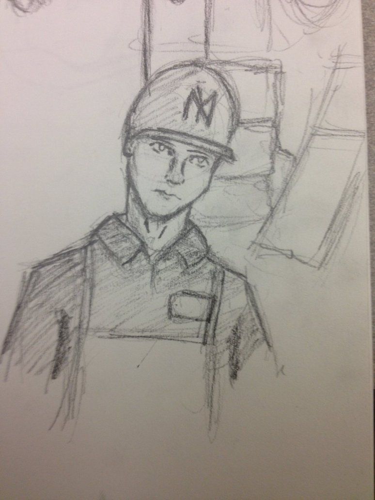 774x1032 Quick Sketch Angry Counter Clerk - Bowling Alley Sketch