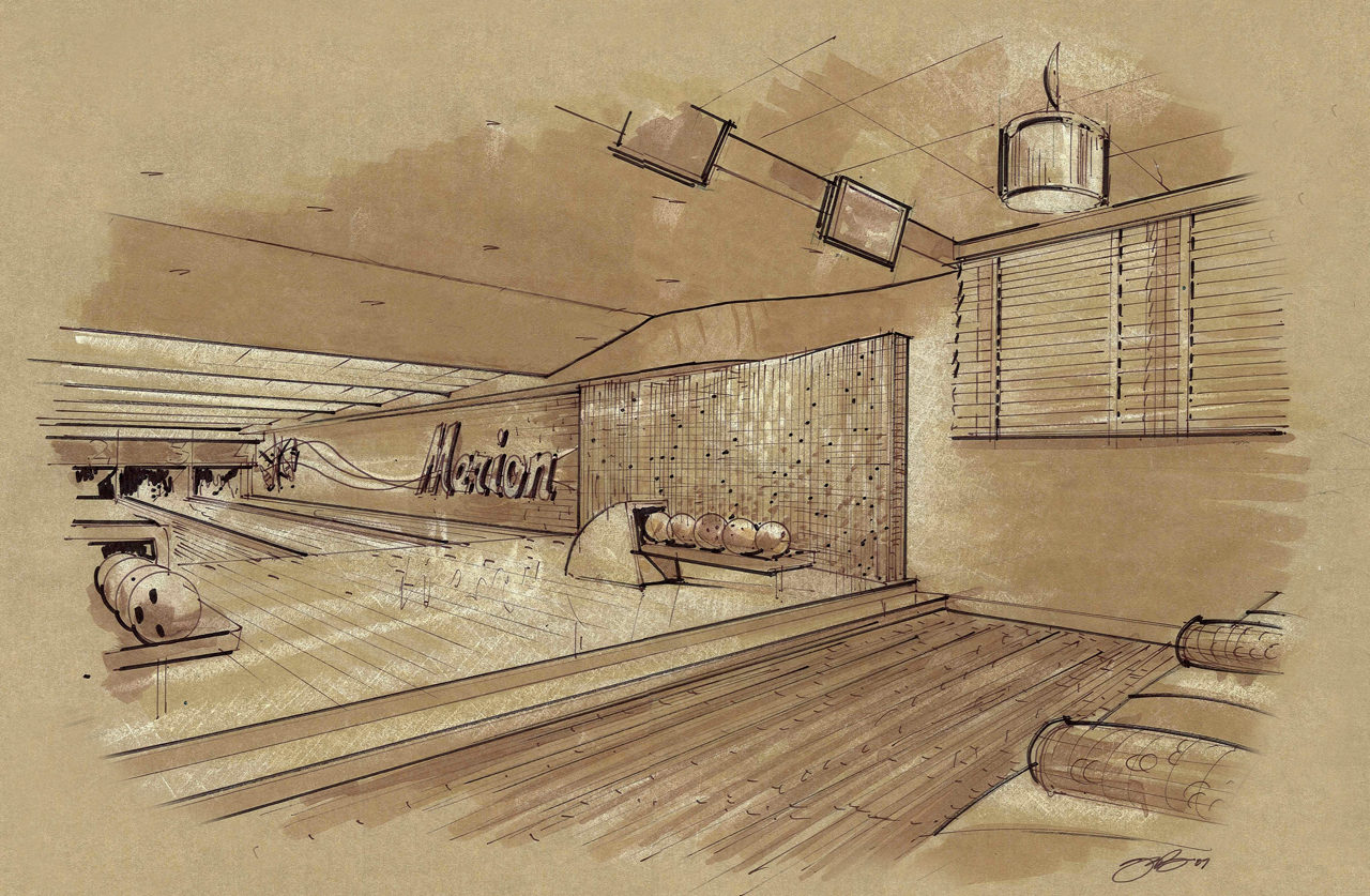 1280x837 Quirky Berkeley Bowling - Bowling Alley Sketch