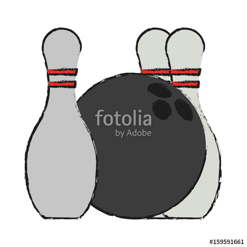 500x500 Bowling Pin And Ball Icon Image Vector Illustration Design Sketch - Bowling Pin Sketch