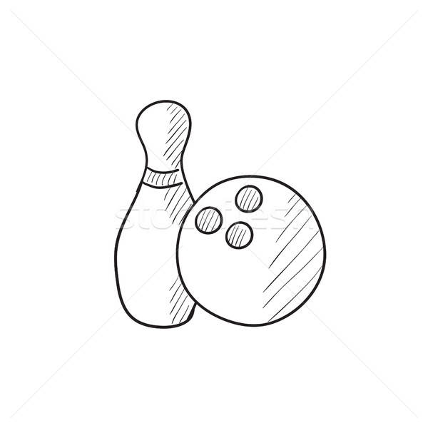 600x600 Bowling Ball And Skittle Sketch Icon. Vector Illustration Andrei - Bowling Sketch
