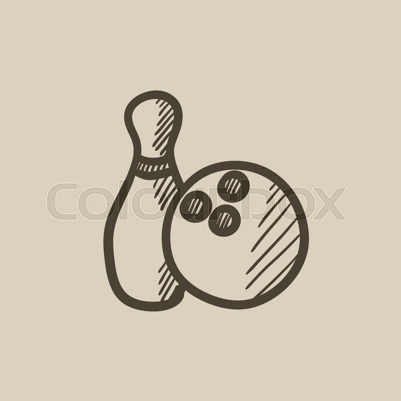 800x800 Bowling Ball And Skittle Vector Sketch Icon Isolated On Background - Bowling Sketch