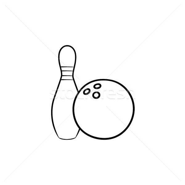 600x600 Bowling Hand Drawn Sketch Icon. Vector Illustration Andrei - Bowling Sketch