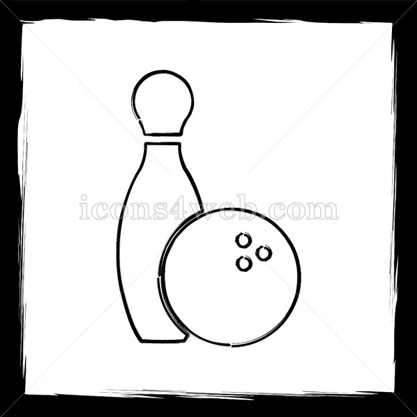 600x600 Bowling Sketch Icon. - Bowling Sketch