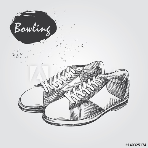 500x500 Hand Drawn Bowling Shoes Sketch Isolated On White Background - Bowling Sketch
