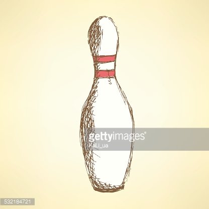 416x416 Sketch Bowling Pins In Vintage Style Premium Clipart - Bowling Sketch