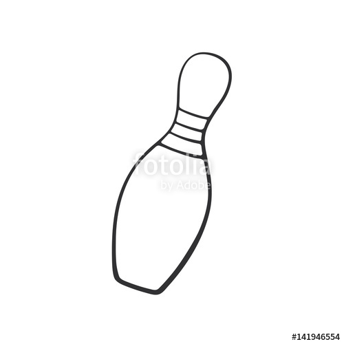 500x500 Vector Illustration. Hand Drawn Doodle Of One Bowling Pin. Sports - Bowling Sketch
