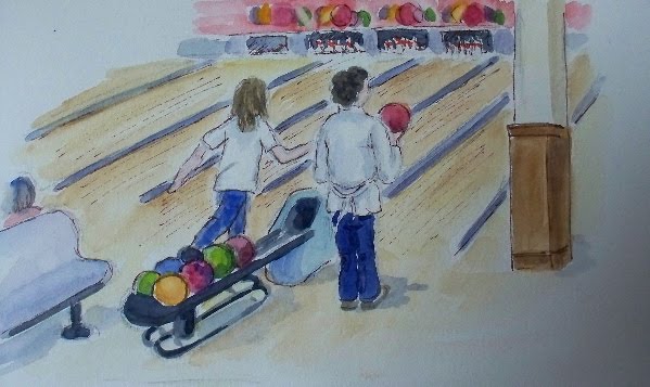 599x357 Watercolors By Joan Bowling Sketches - Bowling Sketch
