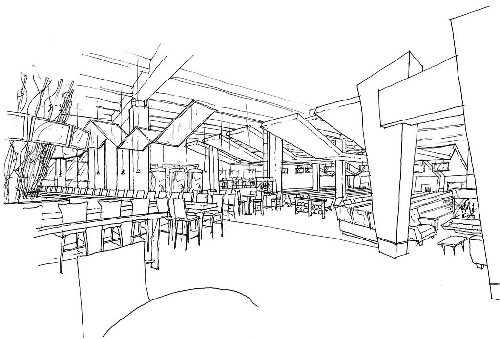1024x695 Bowling Alley Concept Sketch Hal Tangen - Bowling Sketch