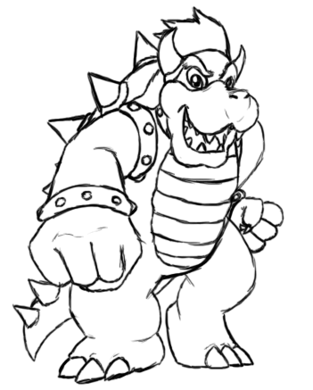 351x437 Bowser Sketch By Blues Lesharpe - Bowser Sketch