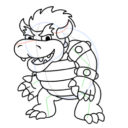 260x260 How To Draw Bowser From Super Mario Brothers - Bowser Sketch
