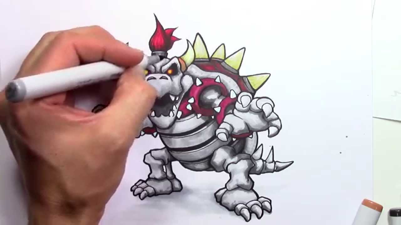 1280x720 How To Draw Dry Bowser - Bowser Sketch
