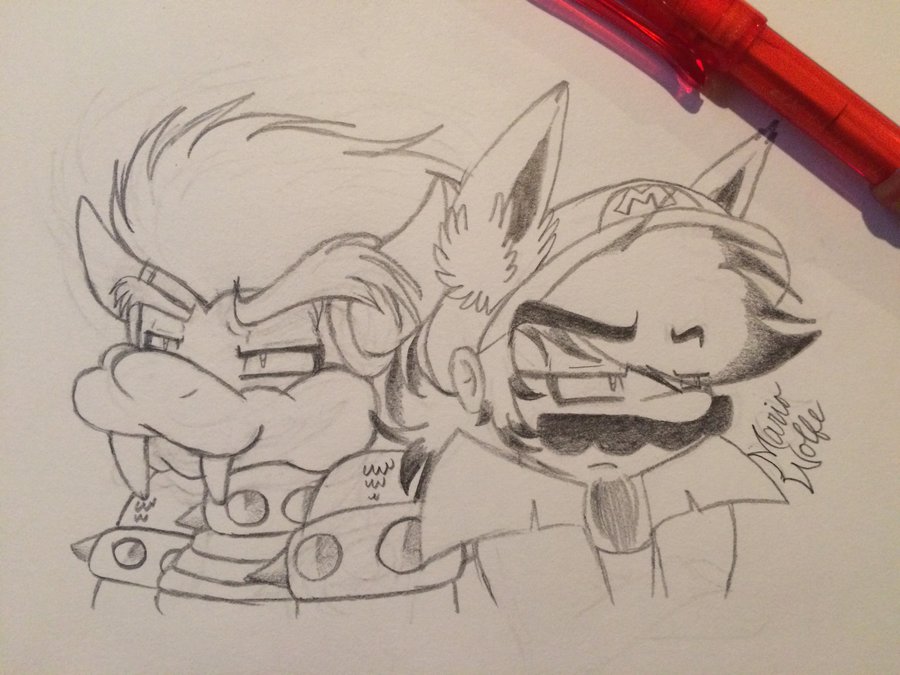 900x675 Mario X Bowser Sketch By Mario Wolfe - Bowser Sketch