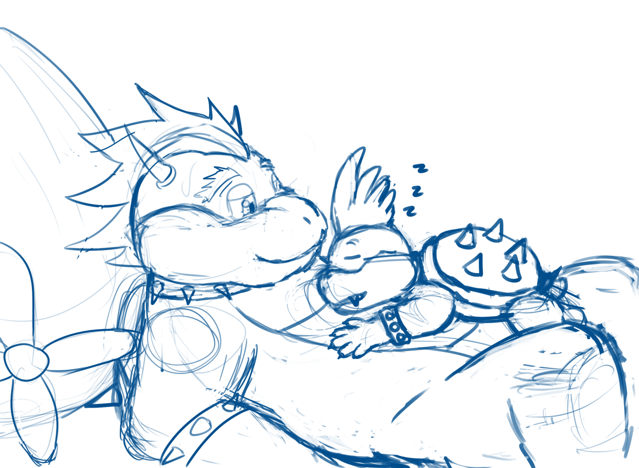 1280x937 Bowser Being A Good Dad [Sketch] By Jacko Hyena - Bowser Sketch