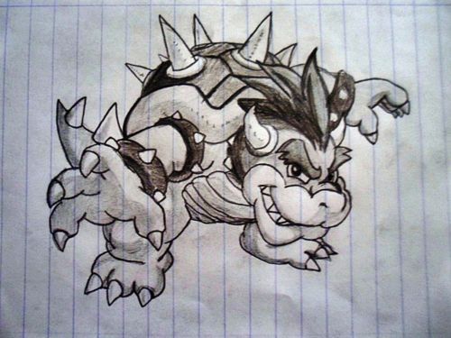 500x375 Bowser Sketch Shading Techniques By On - Bowser Sketch