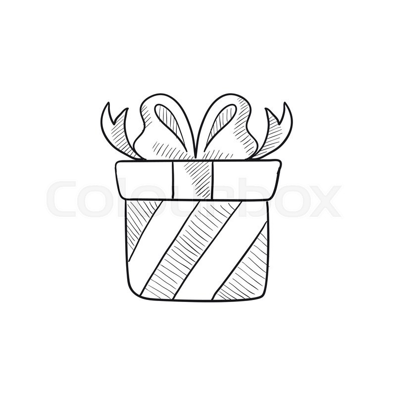 800x800 Gift Box Vector Sketch Icon Isolated On Background. Hand Drawn - Box Sketch