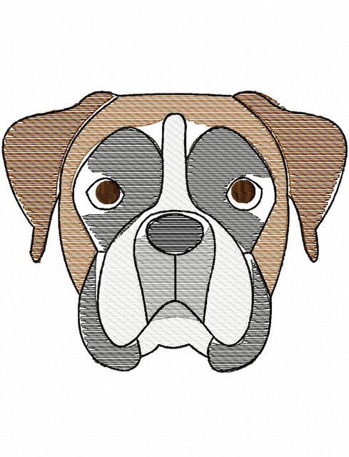 489x640 Boxer Face Sketch Embroidery Design - Boxer Dog Sketch