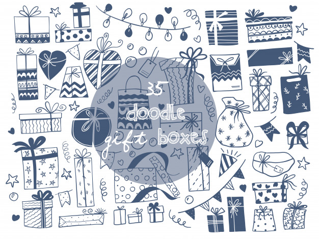 626x469 Hand Drawn Vector Illustrations Of Gift Boxes. Sketch Style - Boxes Sketch