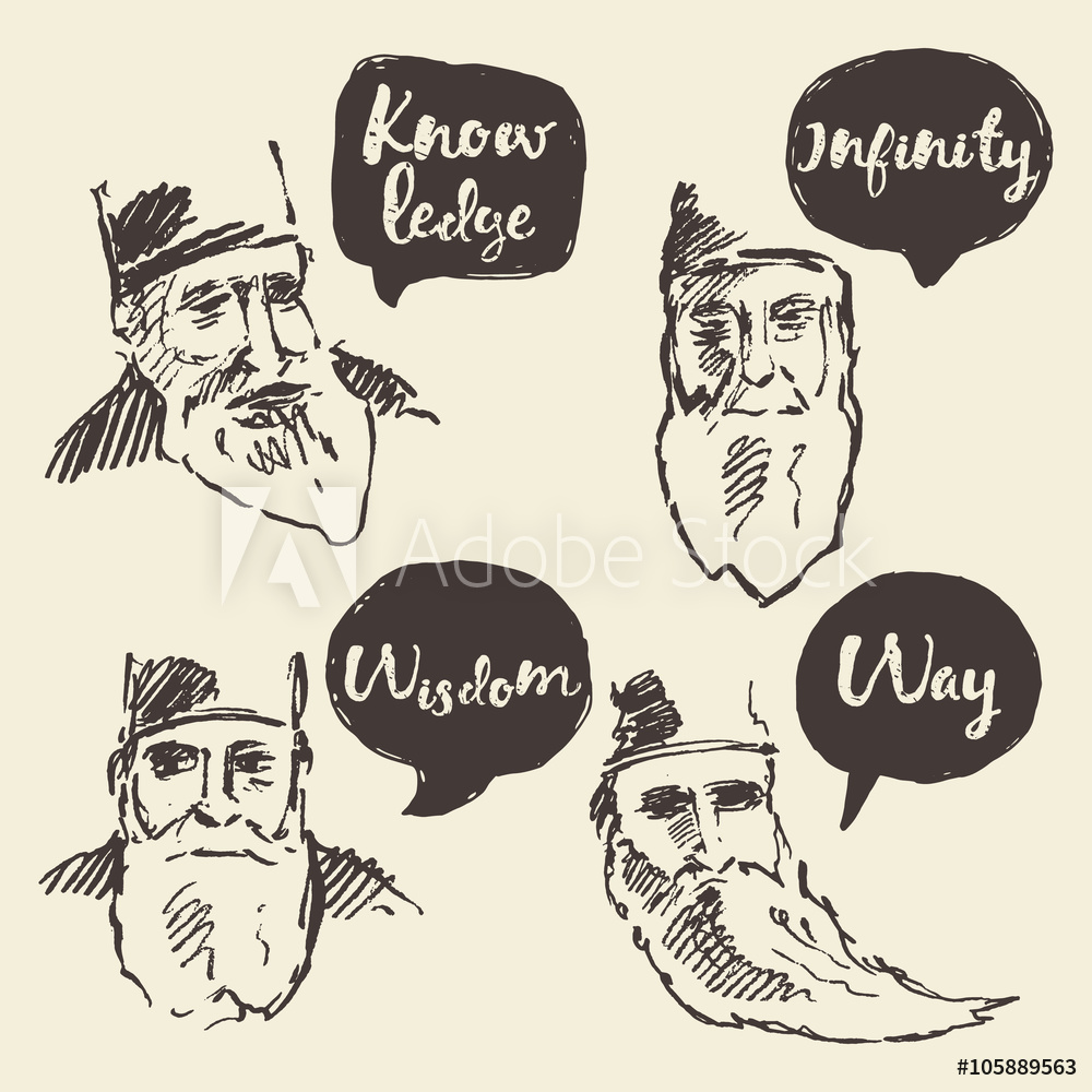 1000x1000 Photo Amp Art Print Sketch Old Sage Talk Boxes Bubbles Place Your - Boxes Sketch