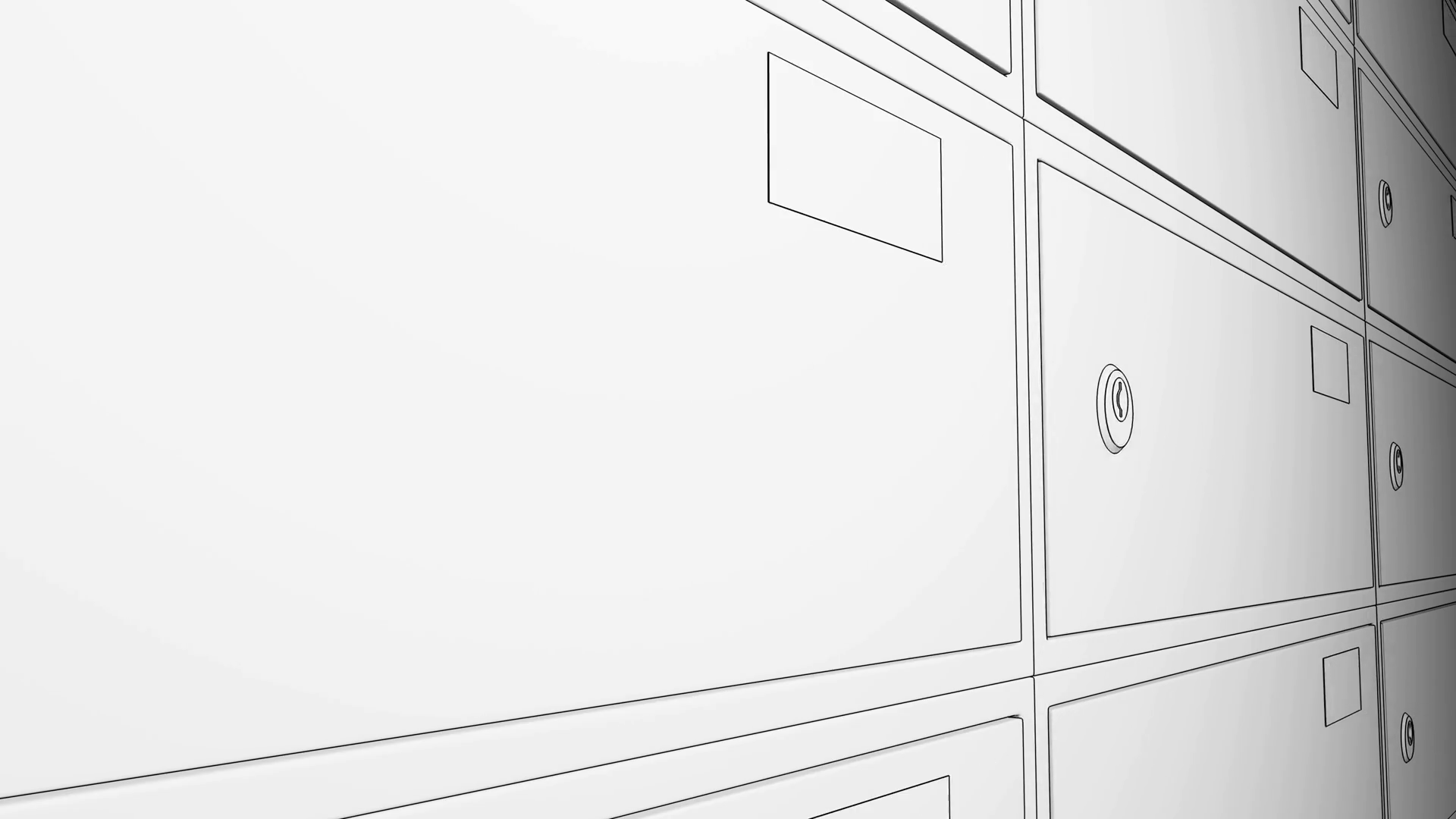 1920x1080 Sketch Animation. Row Of Safe Deposit Boxes And Inserted Key With - Boxes Sketch