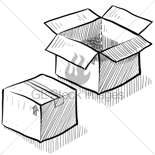 500x500 Box Or Package Sketch Gl Stock Images - Boxes Sketch