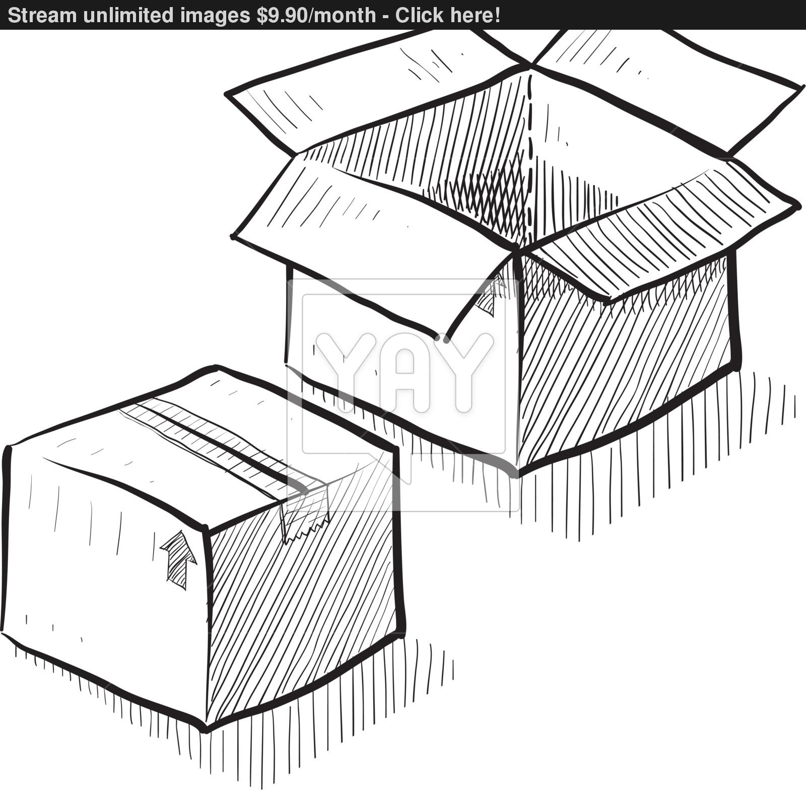 1600x1570 Cardboard Box Sketch Vector - Boxes Sketch