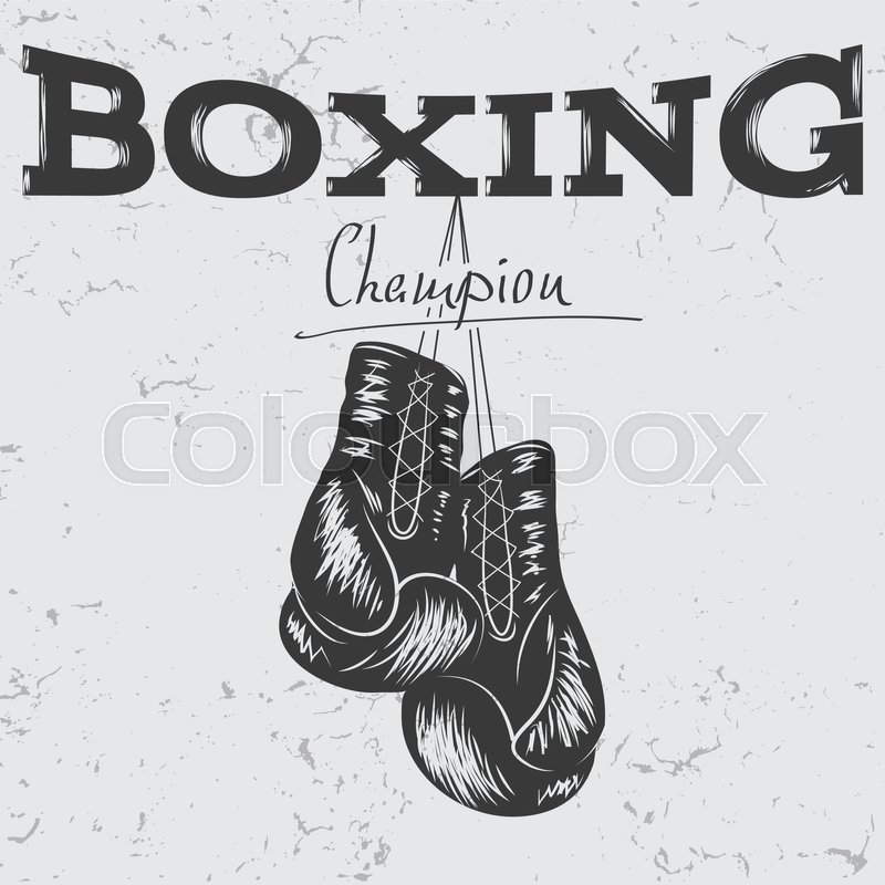 800x800 Old Label With Boxing Gloves .grunge Effect.prints Design For T - Boxing Gloves Sketch