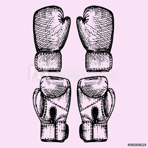 500x500 Set Of The Boxing Gloves, Doodle Style, Sketch Illustration, Hand - Boxing Gloves Sketch