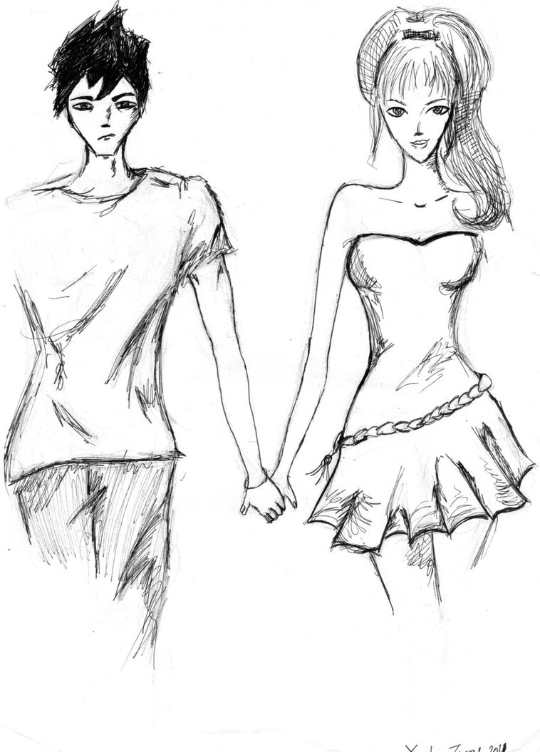 Boy And Girl Holding Hands Sketch At Paintingvalley Com Explore