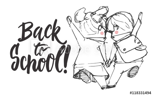500x316 Back To School - Boy And Girl Holding Hands Sketch