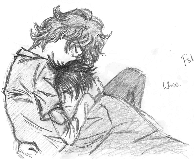 679x555 Intense Rain Hug - Boy And Girl Hugging Sketch