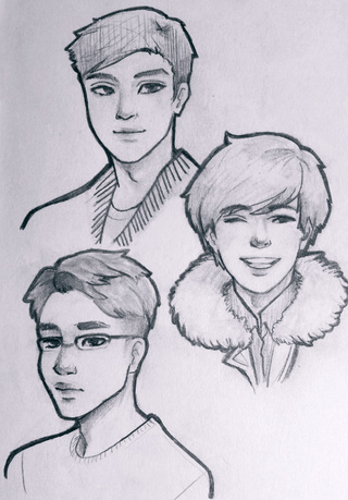 320x459 Practiced Drawing Male Faces On Friday. - Boy Face Sketch
