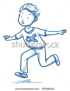 236x305 60 Best Children Line Art Illustration Images - Boy Running Sketch