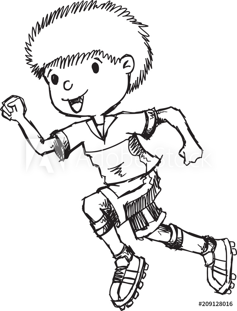763x1000 Printed Kitchen Splashbacks Hand Drawn Sketch Boy Running Vector - Boy Running Sketch