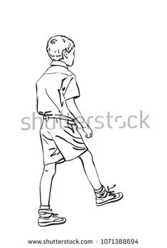 235x348 Sketch Of Running Young Man, Hand Drawn Vector Linear Illustration - Boy Running Sketch