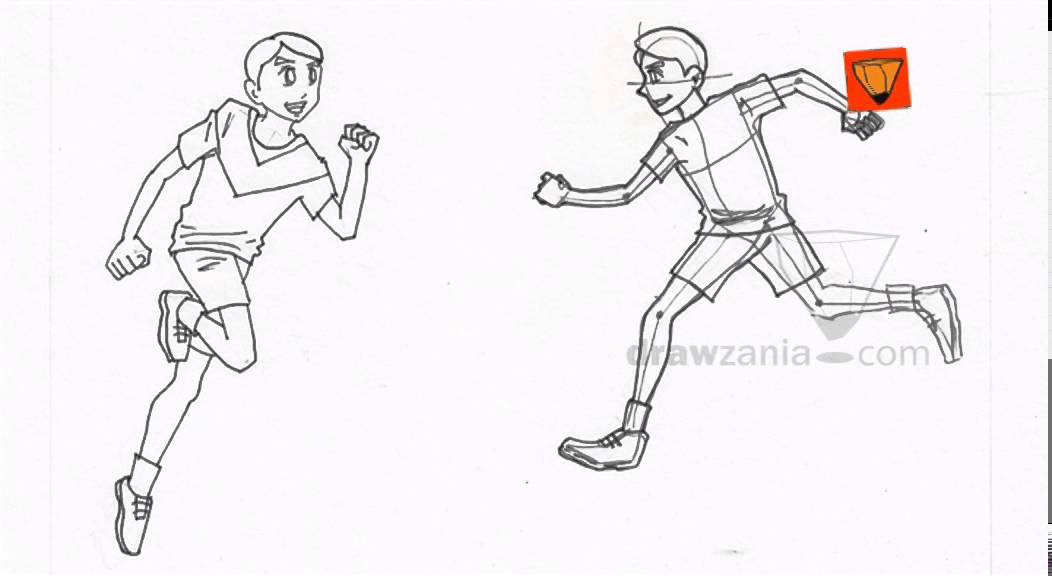 1052x576 Anime Drawing Intermediate 26 Boy Running 02 - Boy Running Sketch