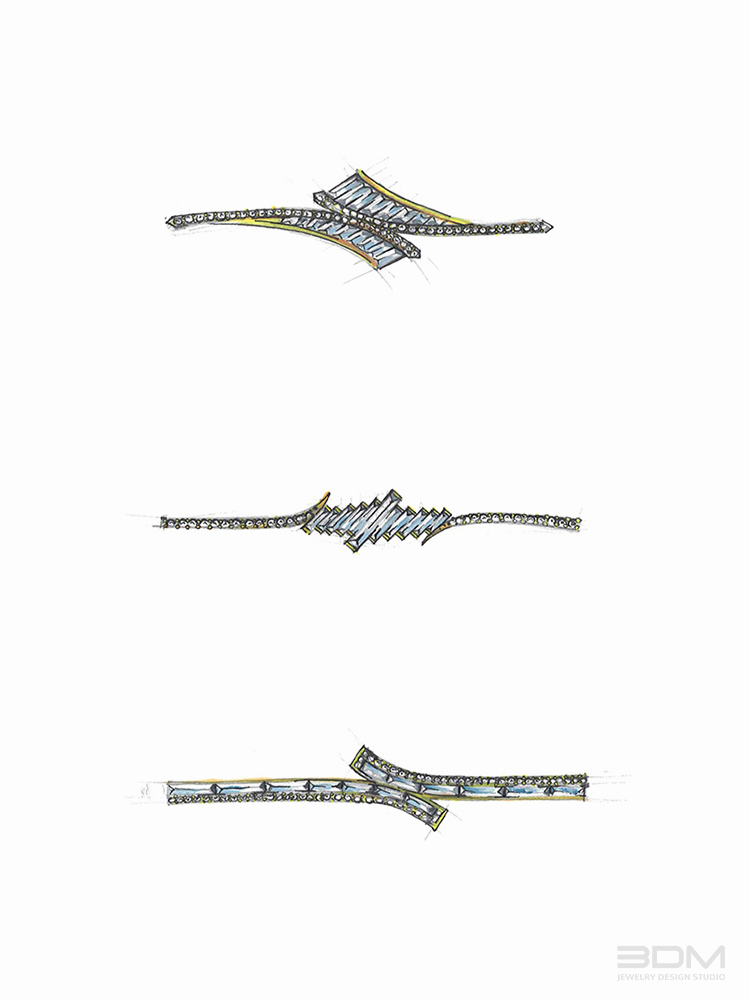 749x1000 Custom Diamond Bangle Bracelet Design Sketches - Bracelet Sketch