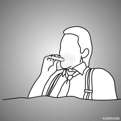 500x500 Businessman With Suspenders Or Braces Smoking Cigar Vector - Braces Sketch