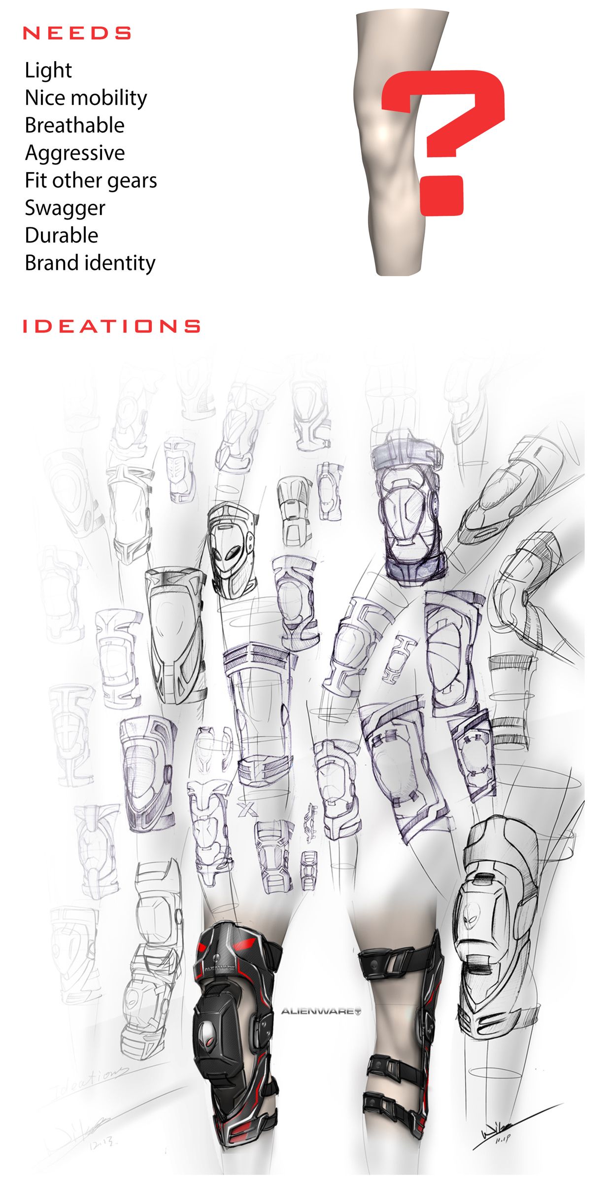 1240x2417 Knee Brace Design For Stunt Riders Alienware Body Braces - Braces Sketch