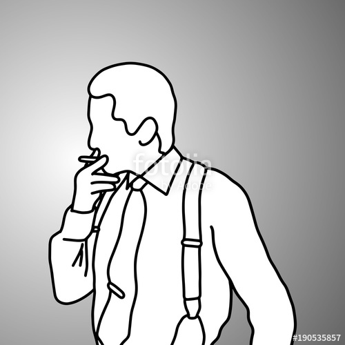 500x500 Stressed Businessman With Suspenders Or Braces Smoking Vector - Braces Sketch