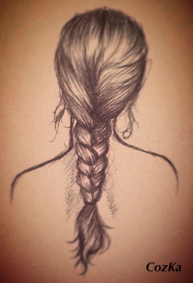 397x581 Quick Pen Sketch Braid By Cozka - Braid Sketch