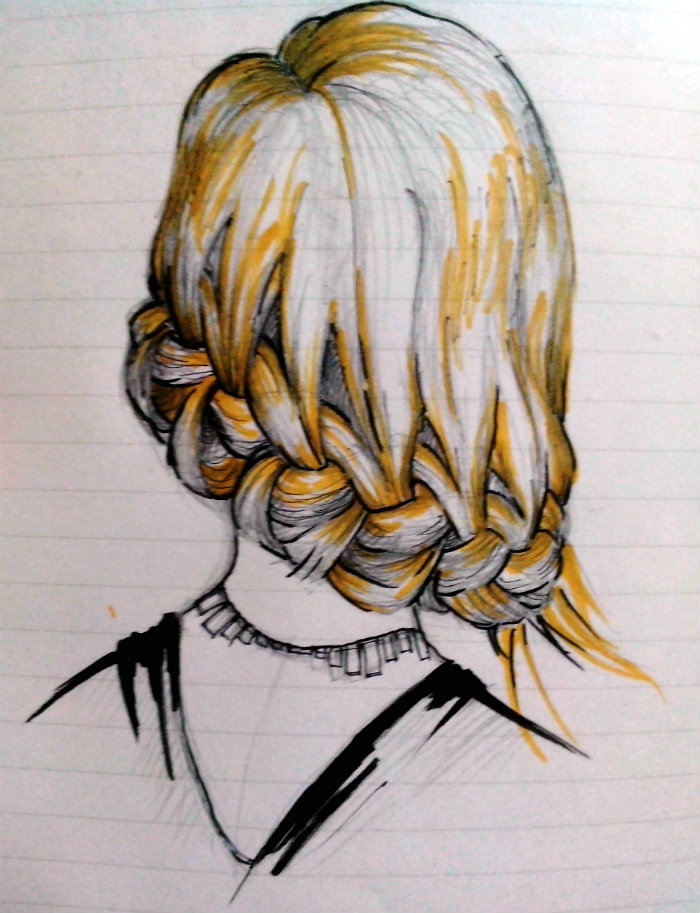 700x913 A Sketch Of A Lady With A Braid Khakiout - Braid Sketch