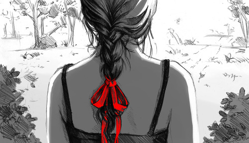 500x288 Drawing Red Hair Girl Pixiv Braid Sketch Ribbon - Braid Sketch